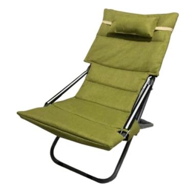 Imagem de XINCHANG Poltrona dobrável ajustável com tecido de alta densidade - perfeita para casa, escritório e relaxamento ao ar livre (atualização verde] com travesseiro)