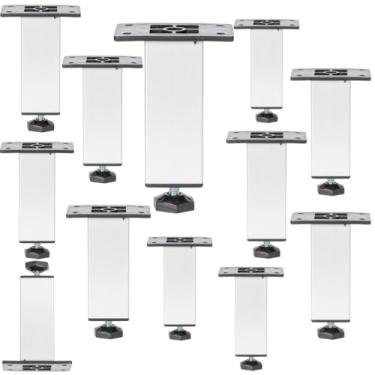 Imagem de EMPÓRIO ACESSÓRIOS - Kit 12 Pé Alumínio 8cm Fosco Cozinha Móveis 40x40 Regulável