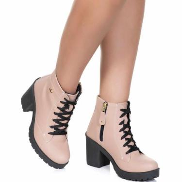 Imagem de Bota Feminina Coturno Tratorado Salto Leve e Confortável - classek, Nu
