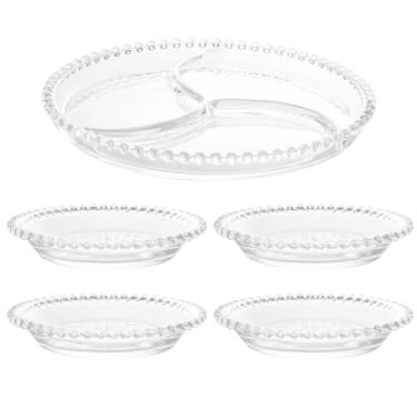 Imagem de Conjunto Com Petisqueira De Cristal E Jogo De Pratos 14cm Com 4 Unidades