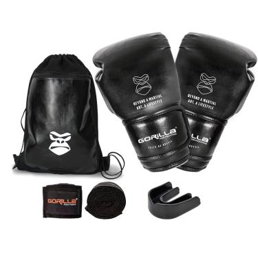 Imagem de Kit Muay Thai Luva 12 Oz Classic Profissional + Bandagem Boxe Elástica + Mochila Bag + Bucal Gorilla