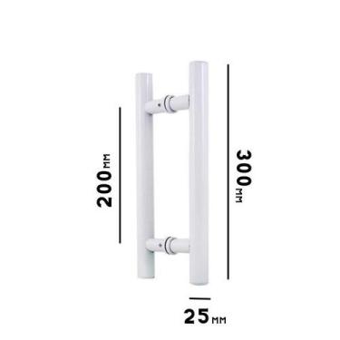 Imagem de Puxador h tubular 300mm x 200mm entre furos para portas de vidro - INO