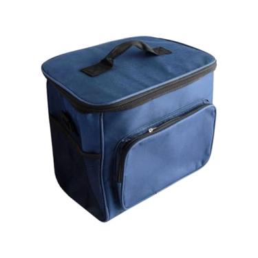 Imagem de Bolsa Térmica Unissex Lancheira Marmita Com Compartimentos e Alça Ajustável Prova de Vazamentos Para Academia Trabalho Passeio Fitness Oxford Azul