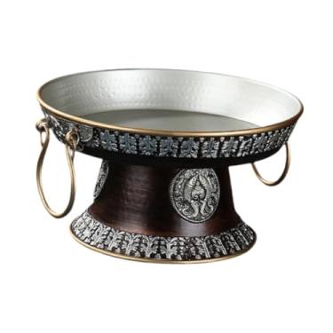 Imagem de Bothyi Oferecendo bandeja de frutas da tigela, suporte de frutas retro decoração de casa que serve a tigela de bandeja tibetana para rituais altar de altar, S