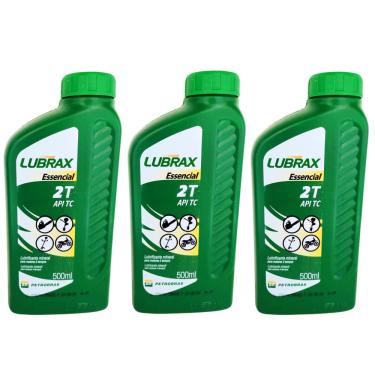 Imagem de Kit 3 Óleo Lubrax Essencial 500ml 2 Tempos Roçadeira Motos 