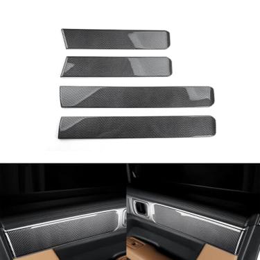 Imagem de CNAURDA Painel de porta interna de carro capa de apoio de braço painéis de porta interior moldagem capas de acabamento compatíveis com Hyundai Santa FE 2024 2025 acessórios interiores, estilo de fibra