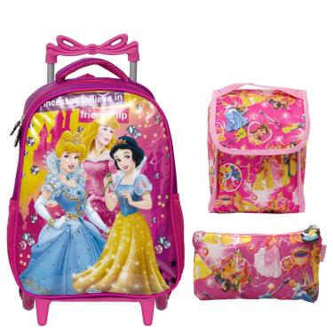 Imagem de Mochila Infantil Escolar Feminina Princesas Disney Rodinha