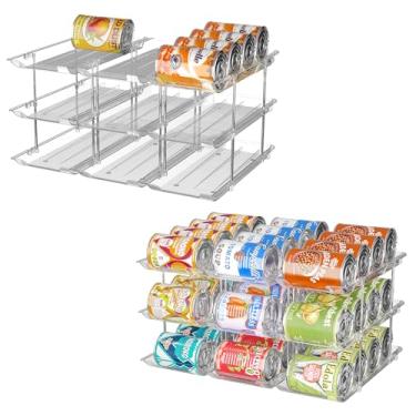 Imagem de Organizador de latas para despensa, 3 conjuntos de 6 camadas, organizador de lata de refrigerante para geladeira, 72 latas, rack automático, empilhável, organizador de alimentos enlatados,