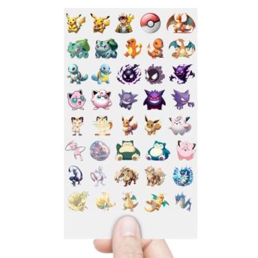 Imagem de Cartela 40 Adesivos Pokemon Pikachu Charizard DTF UV - Graviarte
