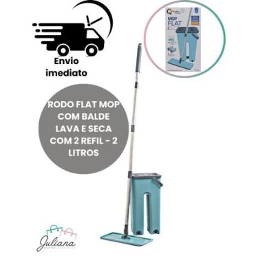 Imagem de Rodo Flat Mop E Balde Lava E Seca Profissional Com 2 Refil - Q House