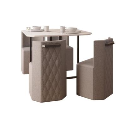 Imagem de Conjunto Sala de Jantar Mesa Retangular e 4 Cadeiras Estofadas PIN Tam