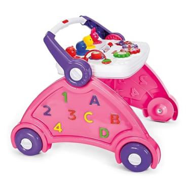 Imagem de Andador Didático Infantil 3 em 1 Musical – Brinquedo Educativo para Bebês com Som de Animais, Base Lavável, Atividades Motoras e Alça para Apoio – A Partir de 6 Meses (rosa)