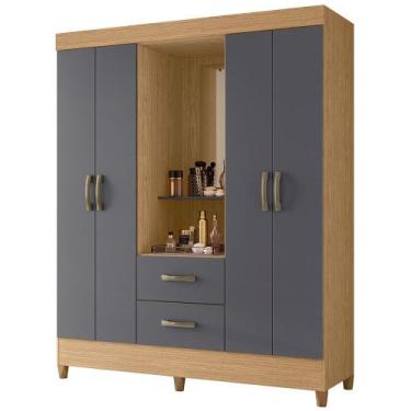 Imagem de Guarda Roupa Mobi Capelinha 4 Portas com Espelho Albatroz, Freijó/ Tit