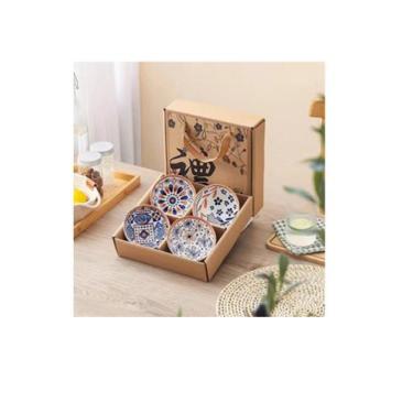 Imagem de Conjunto Tigela, Bowl, Tchawan Cerâmica Vime Retrô. - Genérica