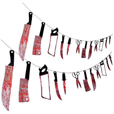 Imagem de 24PCS Halloween Bloody Props Weapons Banners Garland - Vampire Zombie Party Decorations Supplies