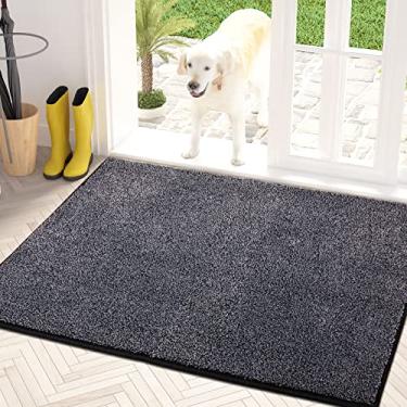 Imagem de PURRUGS Tapete de porta interno para caçador de sujeira 80 cm x 119 cm, antiderrapante, lavável na máquina, raspador de sapatos, tapete de porta de cachorro, tapete super absorvente para animais de estimação, porta da frente, entrada e áreas de alto tráfego