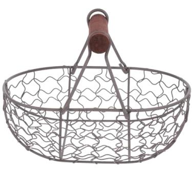 Imagem de DOITOOL Suporte de ovos com alça – Cestas de ovos de arame de metal para ovos frescos – Cesta de arame estilo vintage cesta de frutas cesta de pão para armazenamento de batata para balcão de cozinha