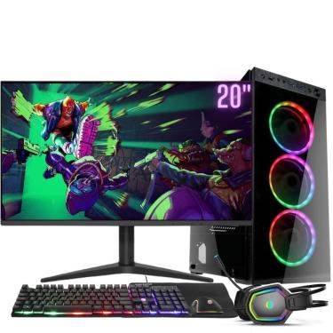 Imagem de Computador Gamer Completo RGB Intel Core i5 8GB HD 3TB Kit Gamer com Headset Monitor 20" Windows 10 3green Premium