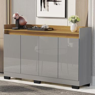 Imagem de Aparador Buffet Sala Lord 4 Portas Onix/mel Onix/mel