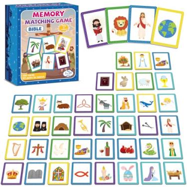 Imagem de gisgfim 50 Pairs Memory Matching Game Bible Concentration Memory Matching Games Educational Matching Card Game A Fun & Fast Christian Theme Memory Game Gift for Birthday Easter