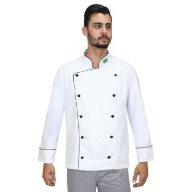 Imagem de Dólmã masculina Gambuza chef cozinha com bandeira - Demorgan Uniformes