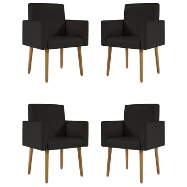 Imagem de Kit 4 Poltronas Nina Decorativa Recepção Sala Oferta Courino Cor:courino Preto