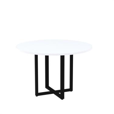 Imagem de Mesa De Reunião Redonda 100cm Mrr1100p25tub Branco/preto
