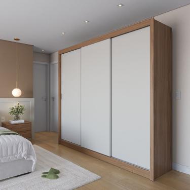 Imagem de Guarda Roupa 3 Portas De Correr 6 Gavetas e Porta Jóias Montclair 6 Unidades - Canella- Off White