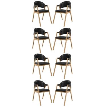 Imagem de Kit 8 Cadeiras Suellen Luxo Reforçada Mesa De Jantar Courino Preto