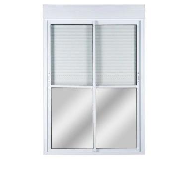 Imagem de Porta De Aluminio Com Persiana Integrada 220x120cm 2 Folhas Com Controle Topsul Branco