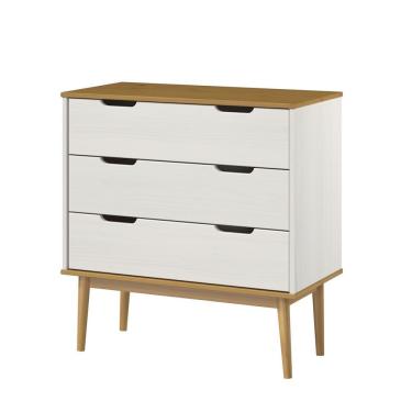 Imagem de Cômoda 3 Gavetas 82,7cm X 80,3cm X 40,0cm Nórdica Yescasa Roble/branco