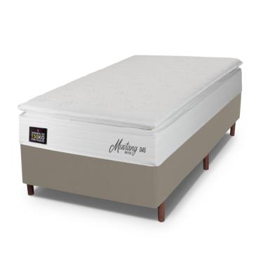 Imagem de Cama Box Solteiro Hellen Mustang Espuma D45 Pillow Top Branco