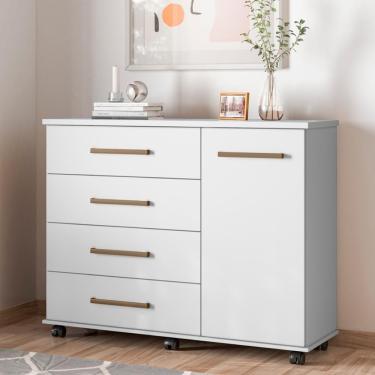 Imagem de Cômoda 4 Gavetas 1 Porta Com Rodizios Flower