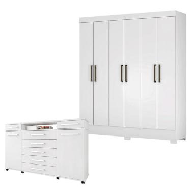 Imagem de Cômoda London E Guarda Roupa Casal Verso Branco - Demóbile