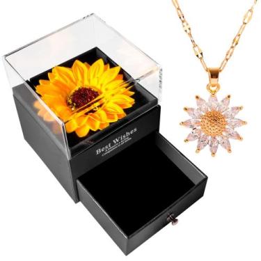Imagem de Colar Girassol Flor Eterna Caixa Presente Namorada Mulher - Things Ner