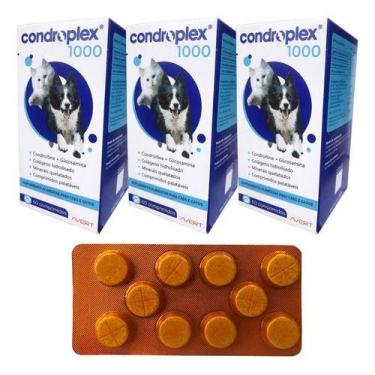 Imagem de 3 Condroplex 1000 Suplemento Para Cães E Gatos 60 Cp