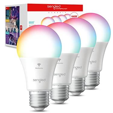 Imagem de Sengled Lâmpada Inteligente Wi-Fi Compatível Com Alexa E Google, Luz Que Muda De Cor Equivalente A 100 W, 1500 Lm, Lâmpadas Multicoloridas A19 Reguláveis, Cri> 90, Sem Necessidade Hub, Pacote 4