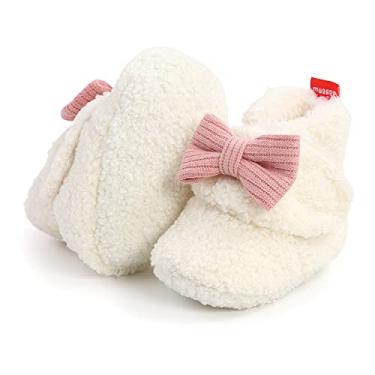 Imagem de hitoddler Sapatinhos Para Bebês Meninas, Pantufas De Lã Aconchegantes Com Laço, Berço Recém-Nascidos, Sapatos Quentes Primeiros Passos, Presente Chá Aniversário Inverno