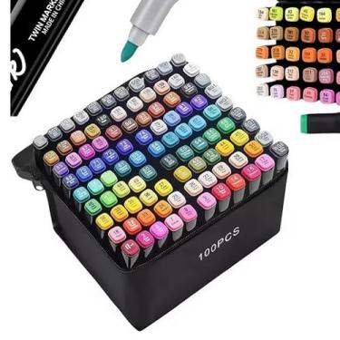 Imagem de 100 Canetas Ponta Dupla Marcadora Touch Canetinhas Coloridas Canetinhas para pintar Livro de Colorir (100 Cores)
