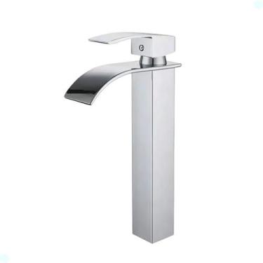 Imagem de Torneira Banheiro Lavabo Cascata Bica Alta Monocomando Metal Água Quen