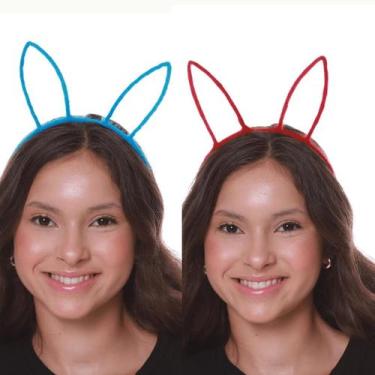 Imagem de Tiara Coelhinha Acessório de Páscoa Infantil Azul ou Vermelha - Abraka