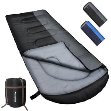Imagem de WKFAMOUT Sacos de dormir de 0 graus à prova d'água para adultos, 550 g/m2, lavável na máquina, saco de dormir para clima frio com saco de compressão para acampamento de 4 estações