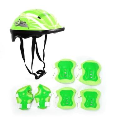Imagem de oshhni Conjunto de capacete de bicicleta infantil protetor de alta confiabilidade capacete de patinação equilíbrio equipamento de bicicleta para esportes de, Verde