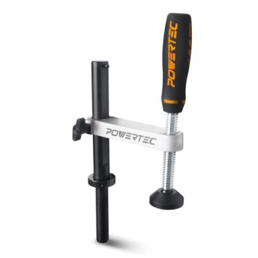 Imagem de POWERTEC 71530 Grampo de fixação para bancada de trabalho para marcenaria, fixação ajustável, braçadeira de banco para cães para mesa MFT de furo de cachorro de 3/4 polegadas (19 mm), 1 pacote