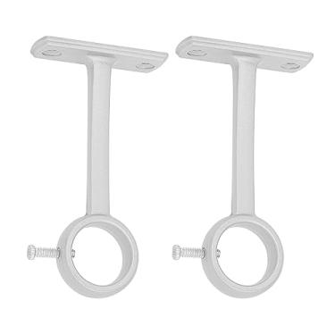 Imagem de HOJLKLD Suportes de varão de cortina de montagem no teto, suportes de varão de cortina de teto e parede resistentes para suporte de varão de cortina de 2,5 cm (conjunto de 2, prata)