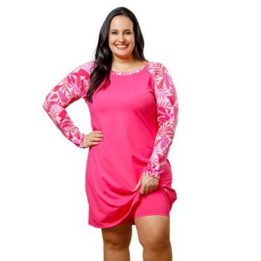 Imagem de Kit Vestido Uv Plus Size Com Short de piscina Saída De Praia Evangélic