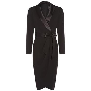 Imagem de Adrianna Papell Vestido feminino de malha crepe smoking, Preto, 36