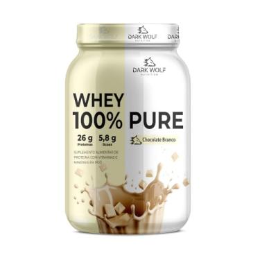Imagem de Whey 100% Pure 900g Pote - Dark Wolf Nutrition Proteína por Dose – Pós-Treino com BCAAs – Suplemento Alimentar para Ganho de Massa Muscular (900g, Chocolate branco)
