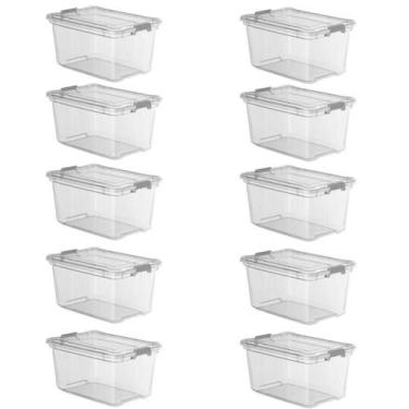 Imagem de Kit 10 Caixa Organizadora 27 Litros Plástica Transparente Livre BPA Pl