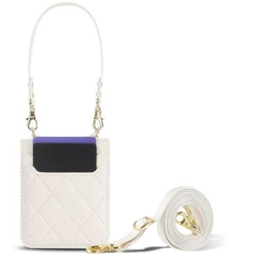 Imagem de LTLMYDAM Capa de couro transversal para Motorola Razr 60 Ultra/60, alça de ombro longa, capa de telefone ultrafina feminina traseira delicada com compartimentos para cartões, branca, 60 Ultra